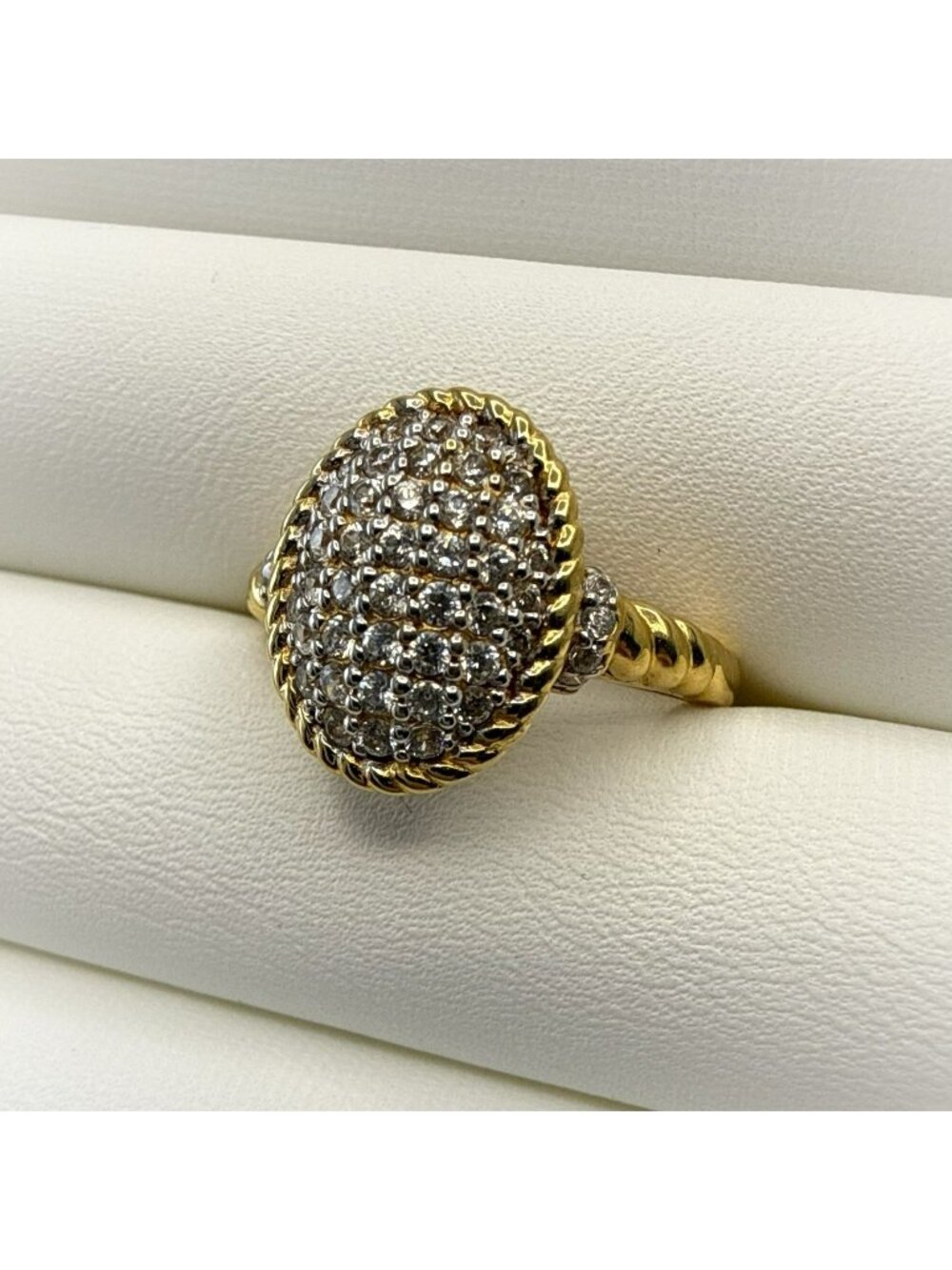 QVC Ring Twilight Bella Pave Oval CZ Gold Clad Sterling Silver 8 Statement